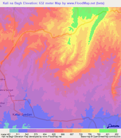 Kali na Bagh,Pakistan Elevation Map