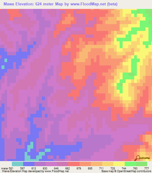 Mawa,Pakistan Elevation Map