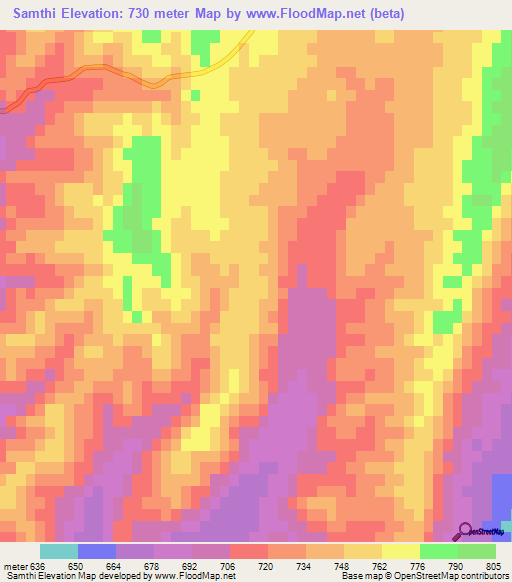 Samthi,Pakistan Elevation Map