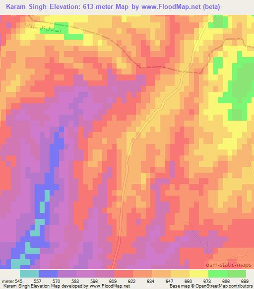 Karam Singh,Pakistan Elevation Map