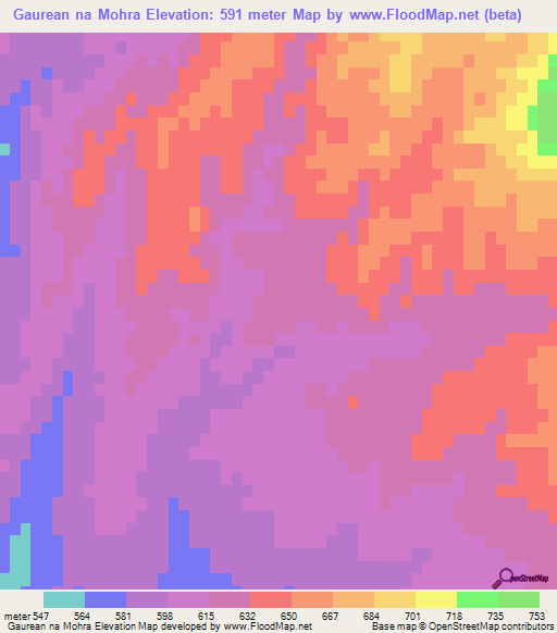 Gaurean na Mohra,Pakistan Elevation Map