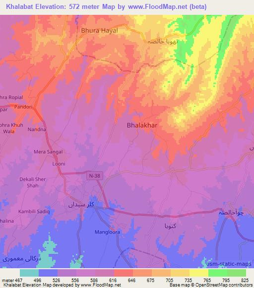 Khalabat,Pakistan Elevation Map