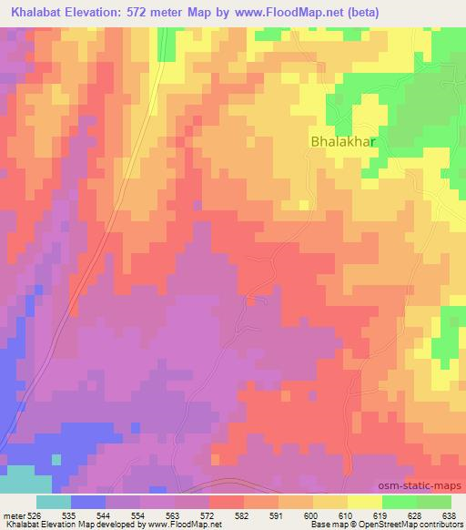 Khalabat,Pakistan Elevation Map