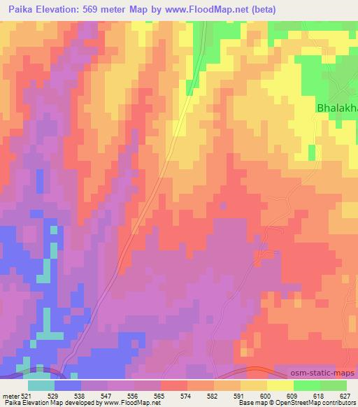 Paika,Pakistan Elevation Map