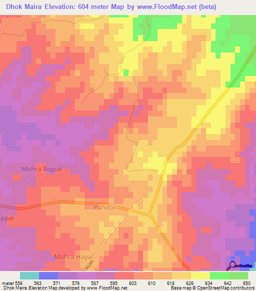 Dhok Maira,Pakistan Elevation Map