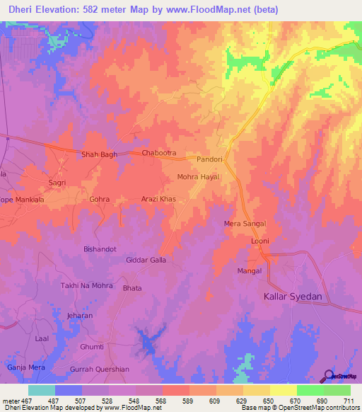 Dheri,Pakistan Elevation Map