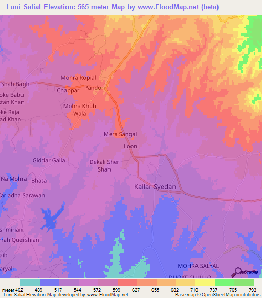 Luni Salial,Pakistan Elevation Map