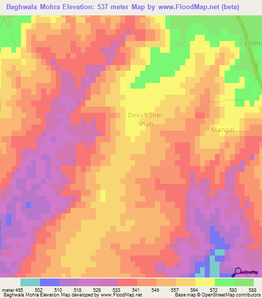 Baghwala Mohra,Pakistan Elevation Map