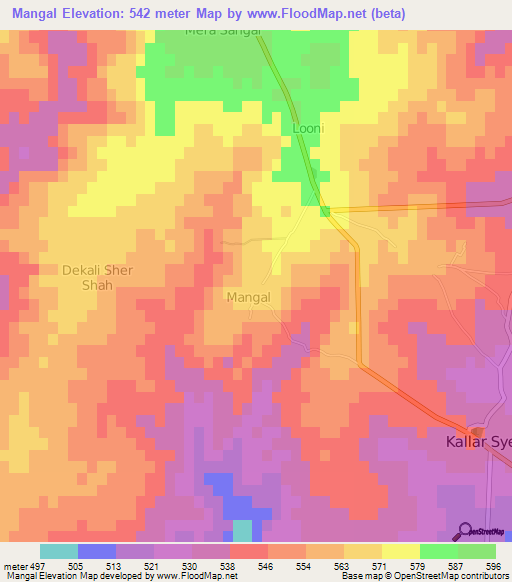 Mangal,Pakistan Elevation Map