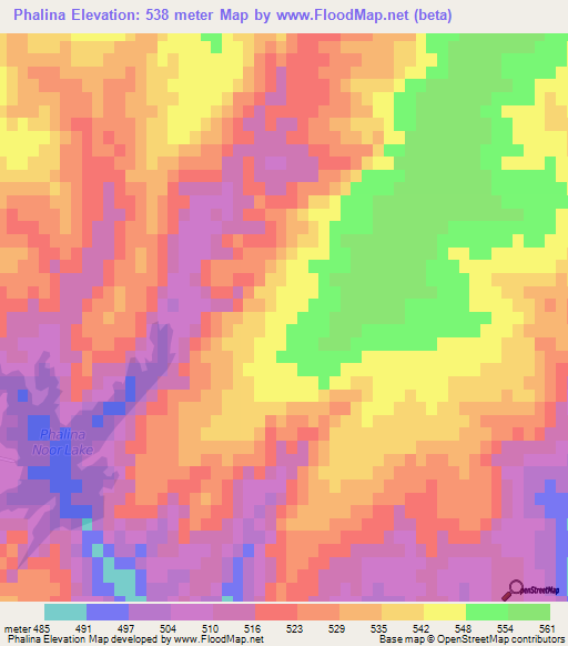 Phalina,Pakistan Elevation Map