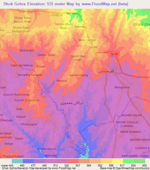 Dhok Gohra,Pakistan Elevation Map