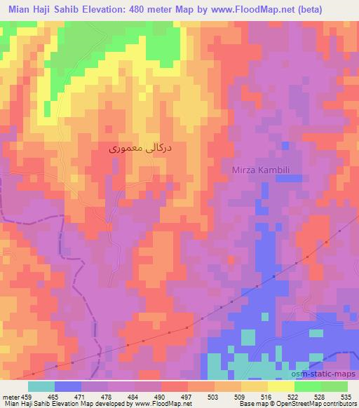 Mian Haji Sahib,Pakistan Elevation Map