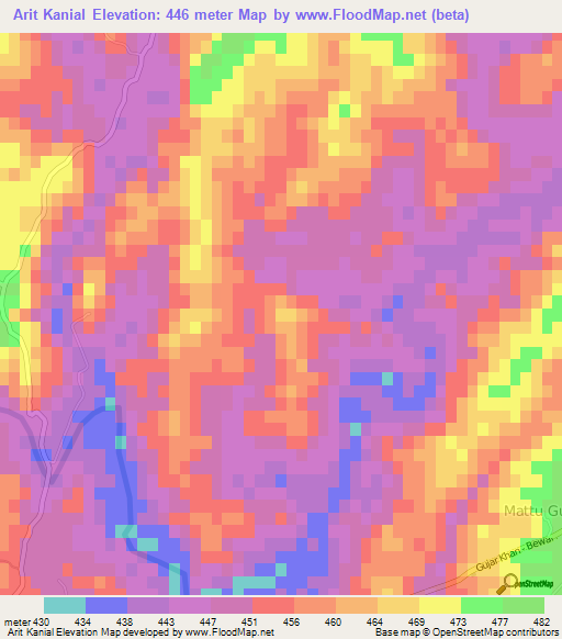 Arit Kanial,Pakistan Elevation Map