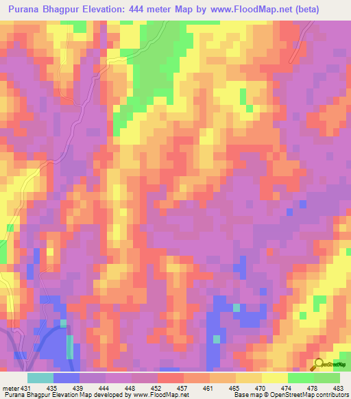 Purana Bhagpur,Pakistan Elevation Map