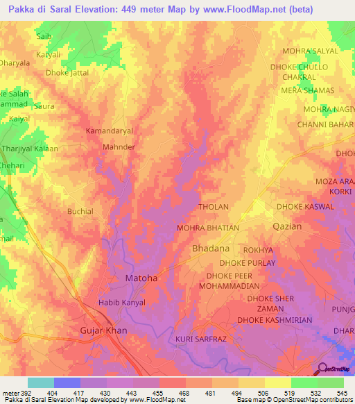 Pakka di Saral,Pakistan Elevation Map