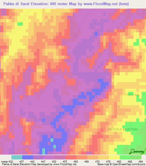 Pakka di Saral,Pakistan Elevation Map