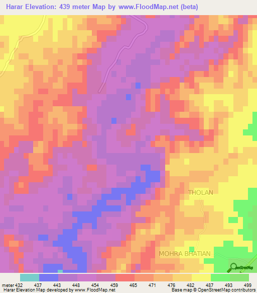 Harar,Pakistan Elevation Map