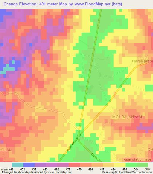 Changa,Pakistan Elevation Map