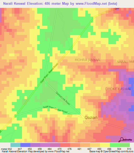 Narali Keswal,Pakistan Elevation Map