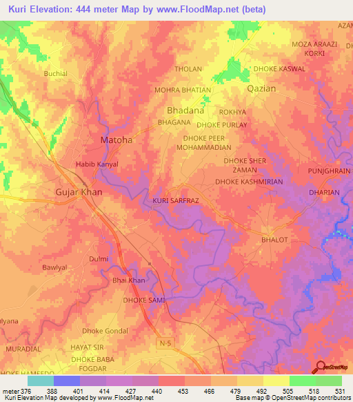 Kuri,Pakistan Elevation Map