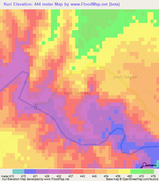 Kuri,Pakistan Elevation Map