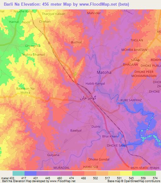 Barli Na,Pakistan Elevation Map