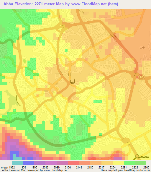 Abha,Saudi Arabia Elevation Map