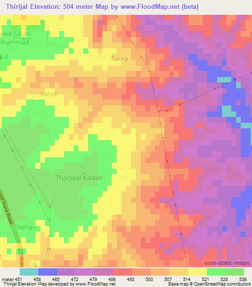 Thirijal,Pakistan Elevation Map