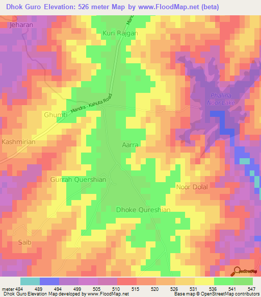 Dhok Guro,Pakistan Elevation Map