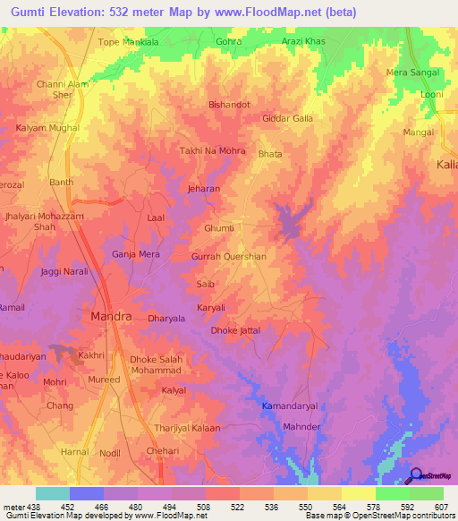 Gumti,Pakistan Elevation Map