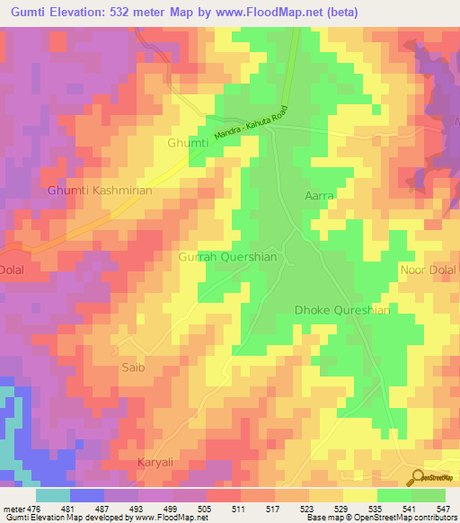 Gumti,Pakistan Elevation Map