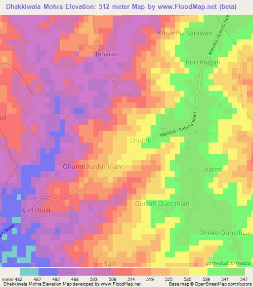 Dhakkiwala Mohra,Pakistan Elevation Map