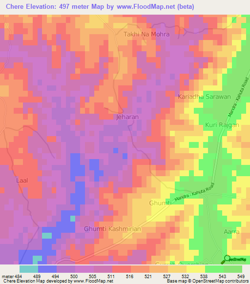 Chere,Pakistan Elevation Map