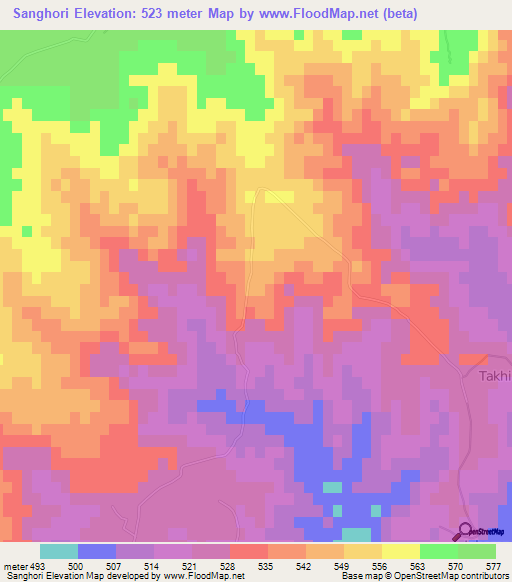 Sanghori,Pakistan Elevation Map