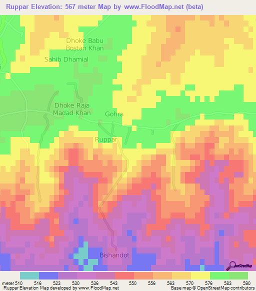 Ruppar,Pakistan Elevation Map