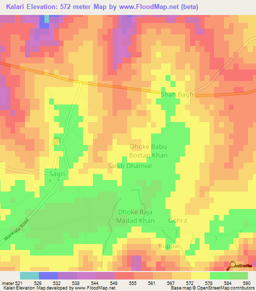 Kalari,Pakistan Elevation Map