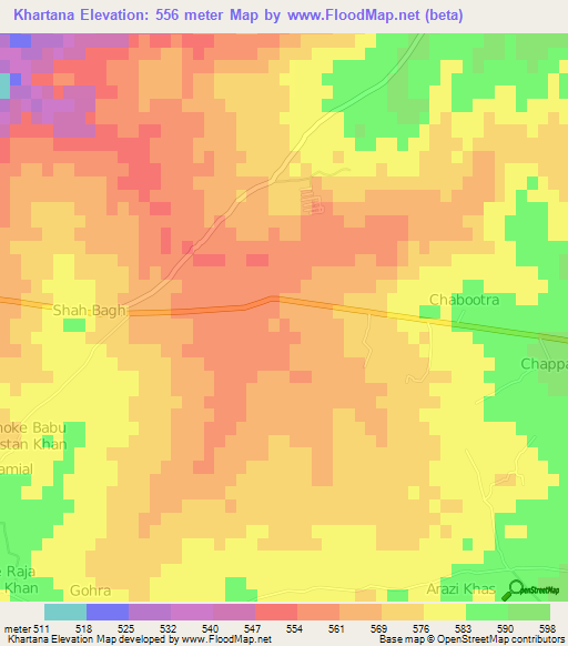 Khartana,Pakistan Elevation Map