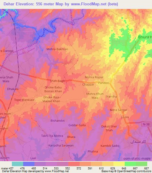 Dehar,Pakistan Elevation Map