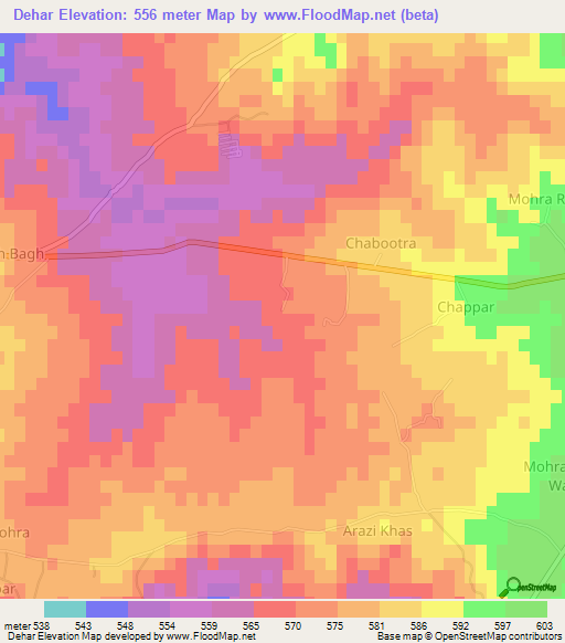 Dehar,Pakistan Elevation Map