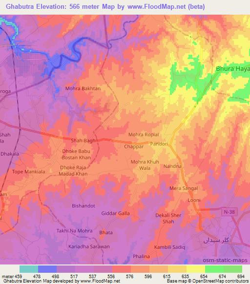 Ghabutra,Pakistan Elevation Map