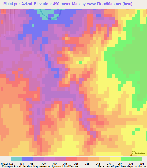 Malakpur Azizal,Pakistan Elevation Map