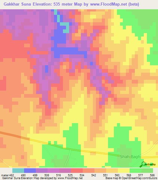 Gakkhar Suna,Pakistan Elevation Map