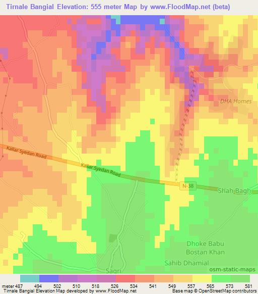 Tirnale Bangial,Pakistan Elevation Map