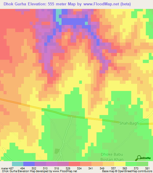 Dhok Gurha,Pakistan Elevation Map