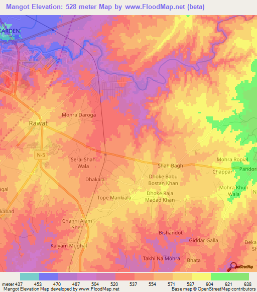 Mangot,Pakistan Elevation Map