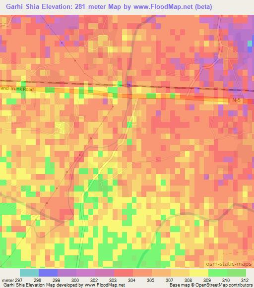 Garhi Shia,Pakistan Elevation Map
