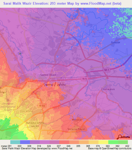 Sarai Malik Wazir,Pakistan Elevation Map