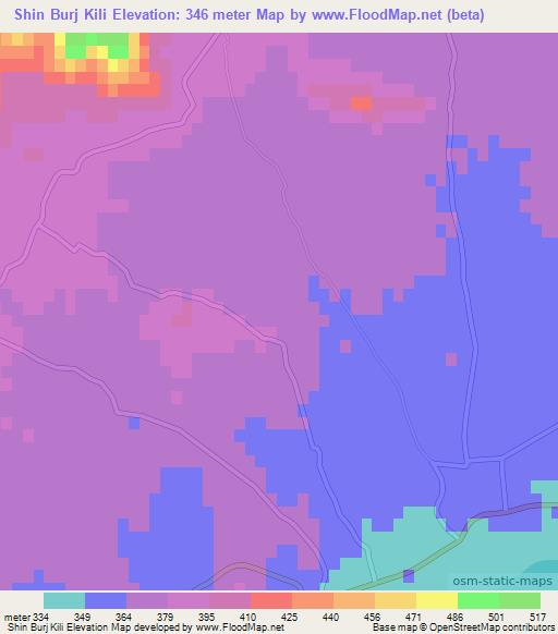 Shin Burj Kili,Pakistan Elevation Map