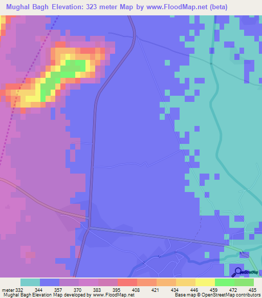 Mughal Bagh,Pakistan Elevation Map