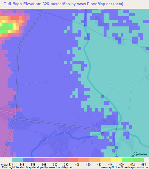 Guli Bagh,Pakistan Elevation Map